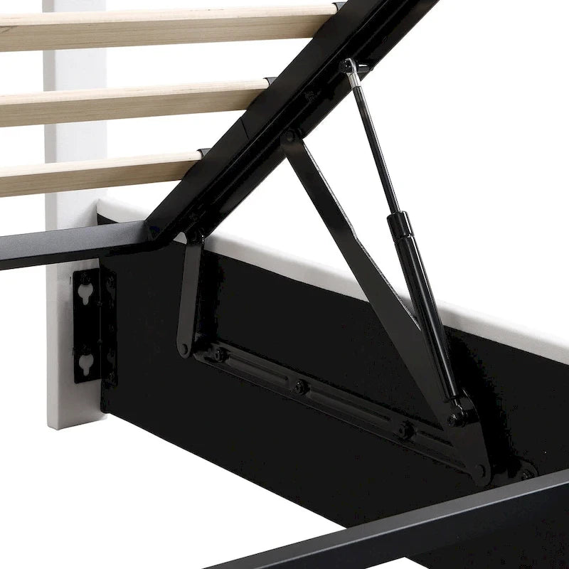Upholstered Platform Bed with Hydraulic Storage System - Queen and Full