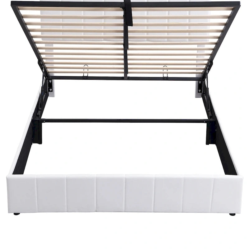 Upholstered Platform Bed with Hydraulic Storage System - Queen and Full