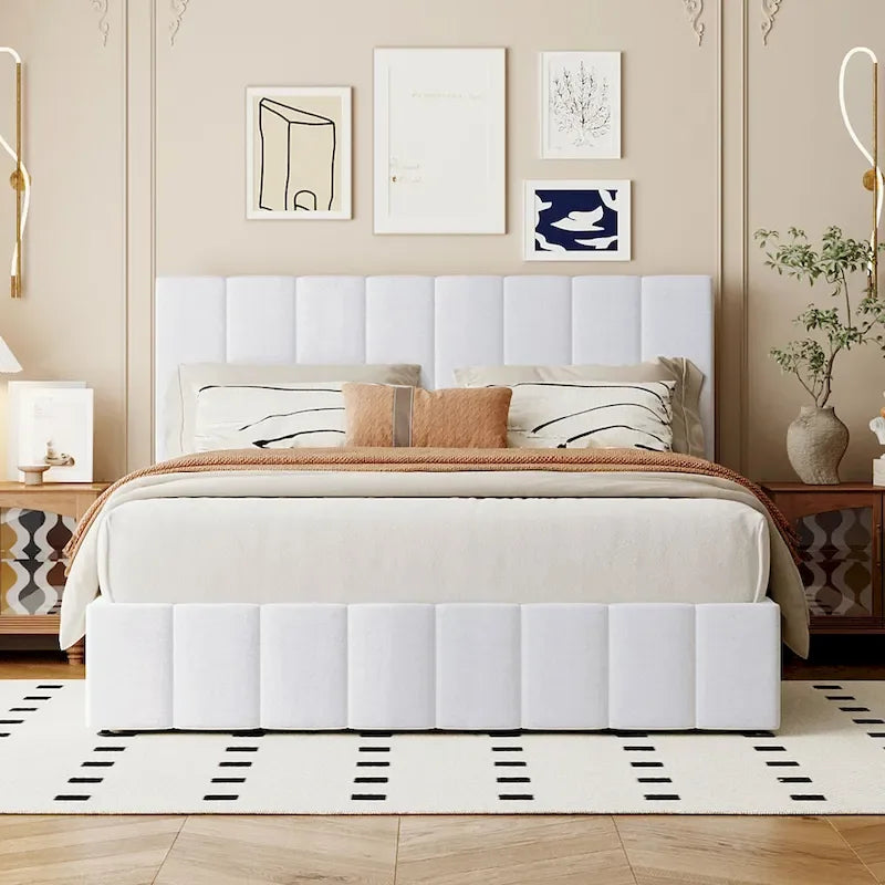 Upholstered Platform Bed with Hydraulic Storage System - Queen and Full