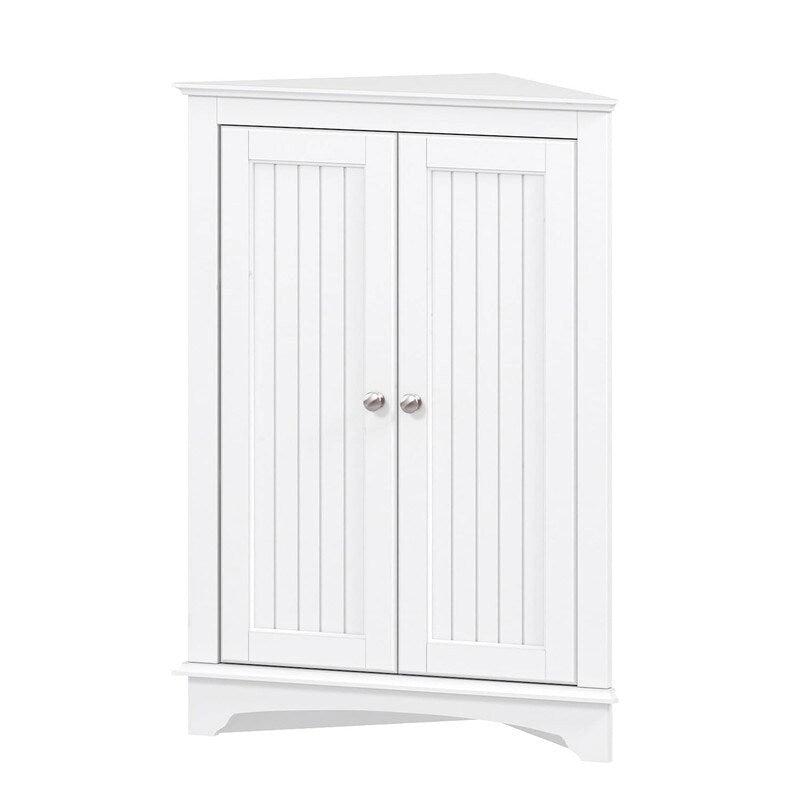 Floor Corner Cabinet with Two Doors and 3 Shelves - 23.62W x 12.4D x 31.89H