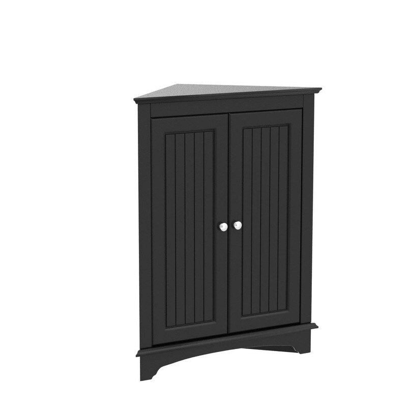 Floor Corner Cabinet with Two Doors and 3 Shelves - 23.62W x 12.4D x 31.89H