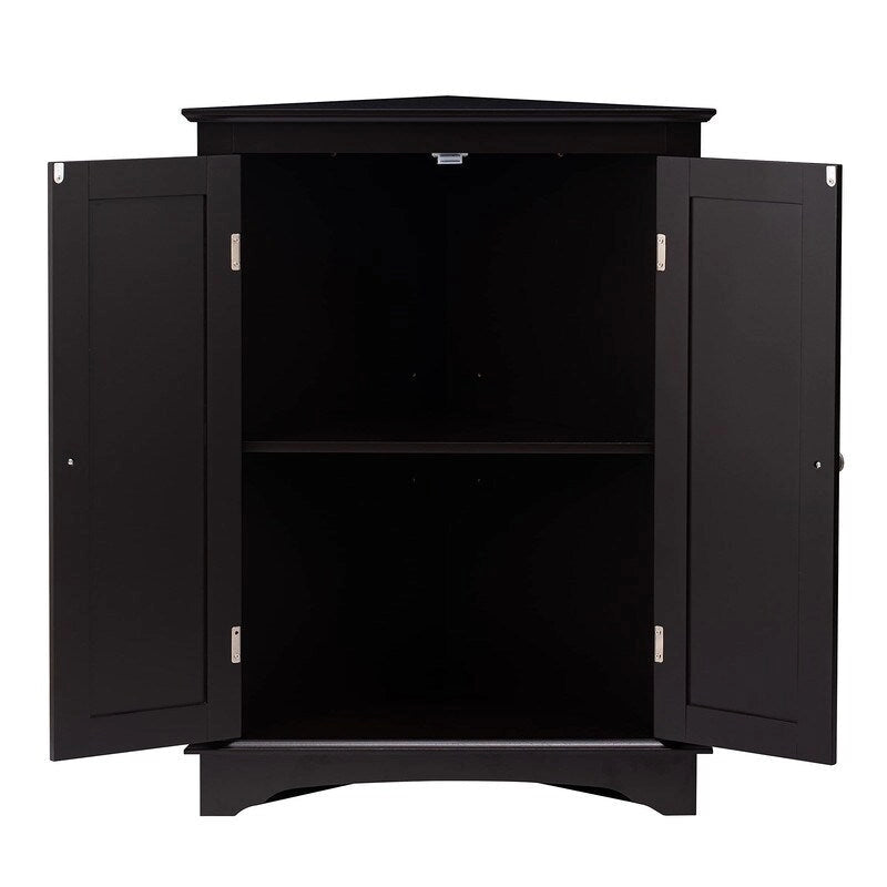 Floor Corner Cabinet with Two Doors and 3 Shelves - 23.62W x 12.4D x 31.89H