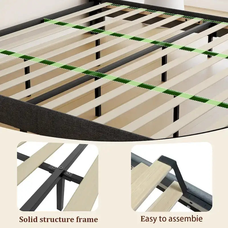 King Size LED Platform Bed with Fast Charging Station, RGB Lighting, Storage Headboard and 20W USB Ports