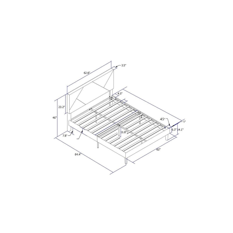 Queen Size Upholstered Platform Bed