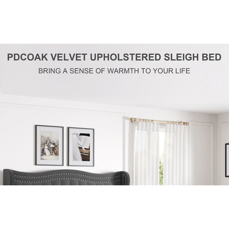 King Size Modern Velvet Platform Bed