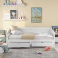 White Twin Extendable Daybed with 2 Storage Drawers - Expands to King Size