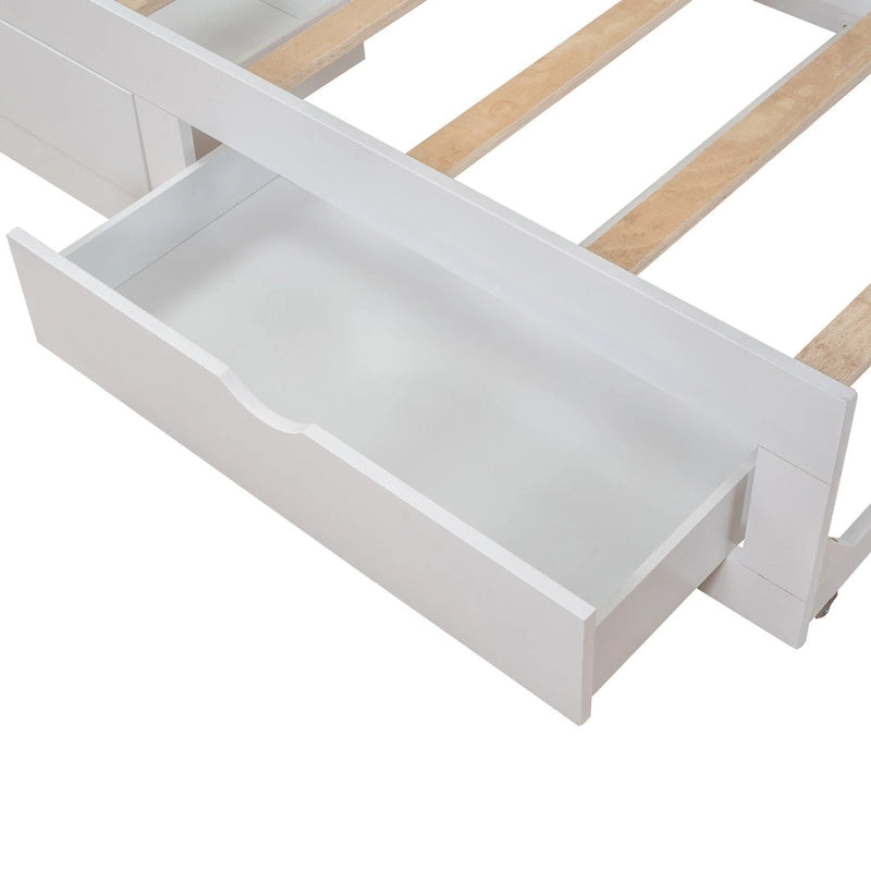 White Twin Extendable Daybed with 2 Storage Drawers - Expands to King Size