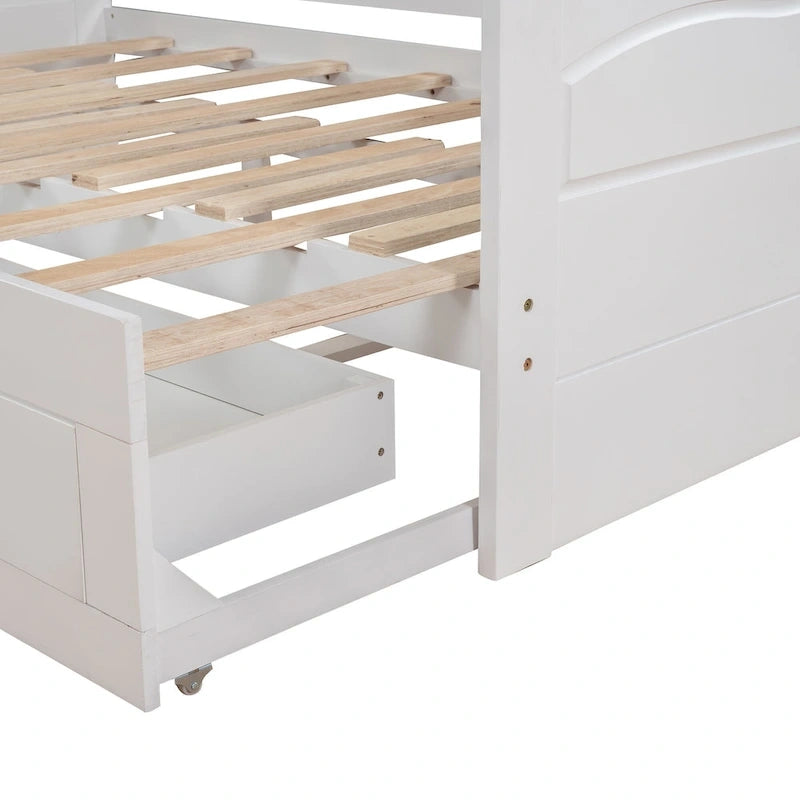 White Twin Extendable Daybed with 2 Storage Drawers - Expands to King Size