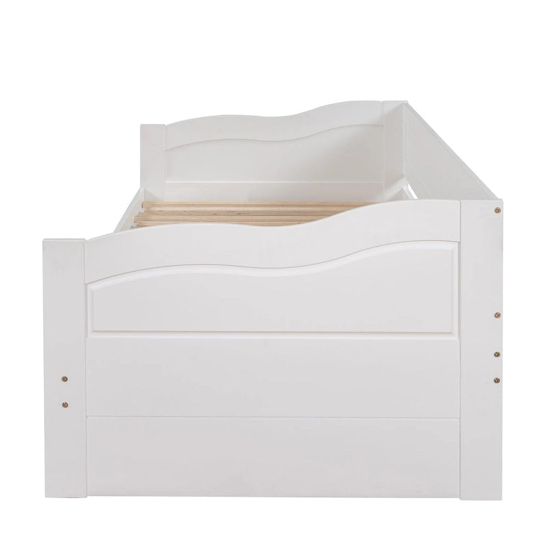 White Twin Extendable Daybed with 2 Storage Drawers - Expands to King Size