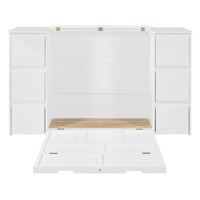 Murphy Bed with Drawers, Cabinets, USB Ports and High Stools Included