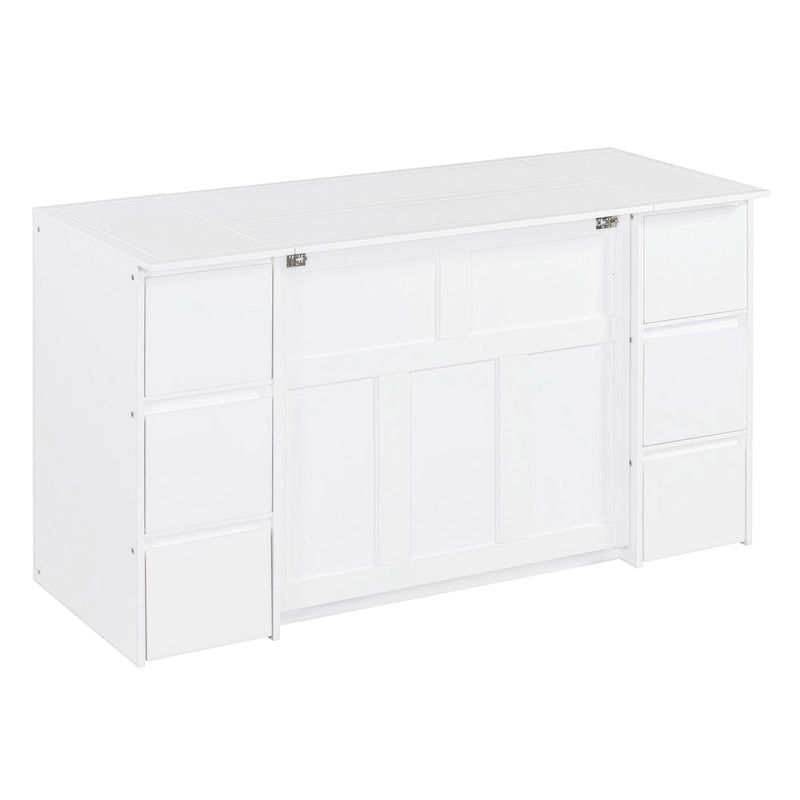 Murphy Bed with Drawers, Cabinets, USB Ports and High Stools Included