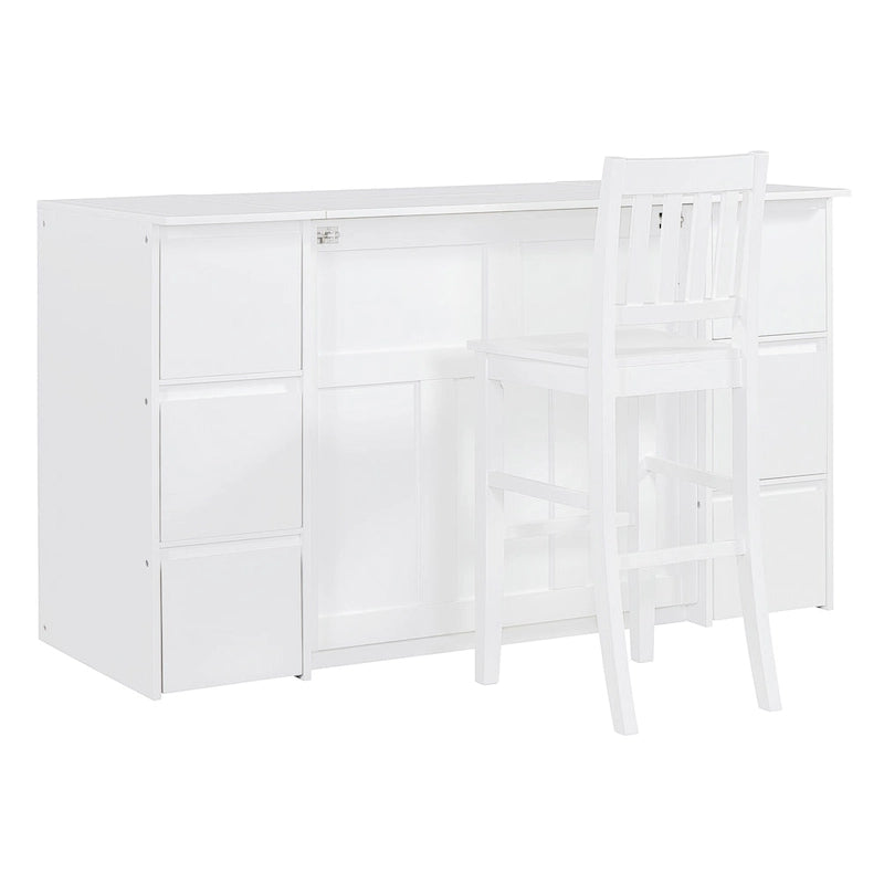 Murphy Bed with Drawers, Cabinets, USB Ports and High Stools Included