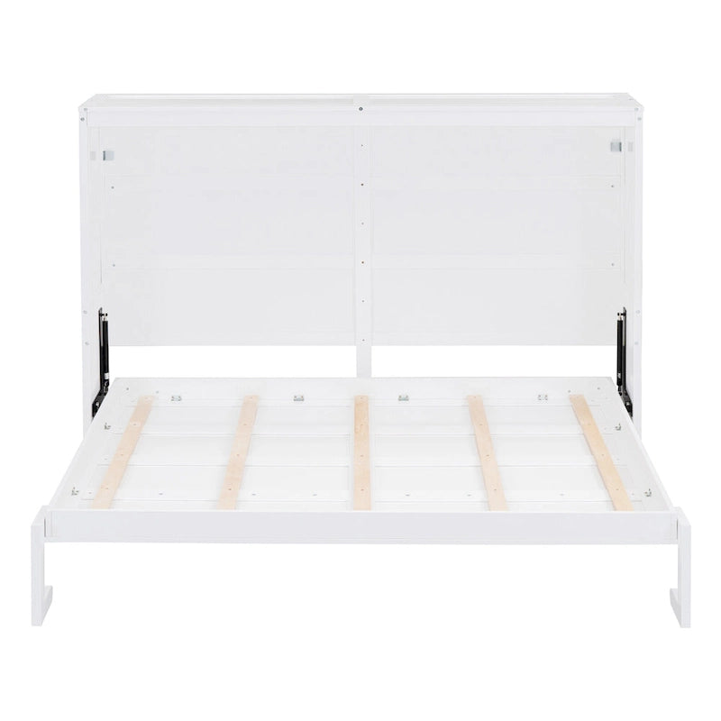 Full Size Wooden Wall Murphy Bed Space-Saving with Flexible Slat Support