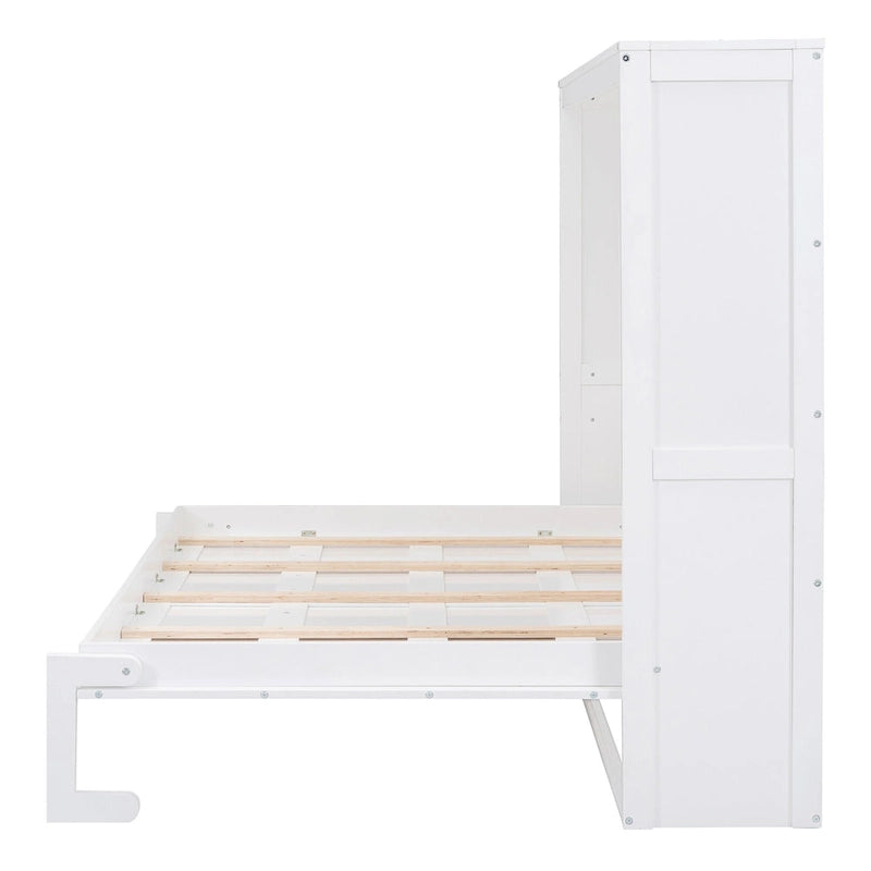 Full Size Wooden Wall Murphy Bed Space-Saving with Flexible Slat Support