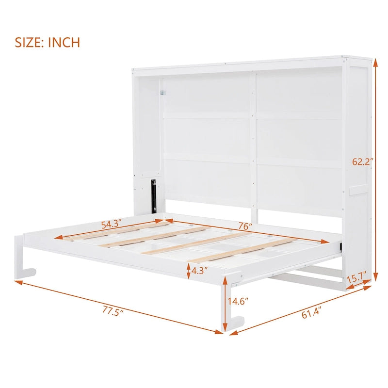 Full Size Wooden Wall Murphy Bed Space-Saving with Flexible Slat Support