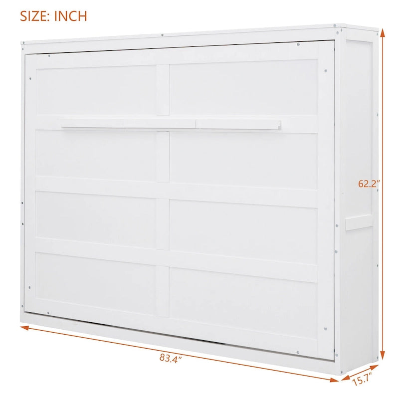 Full Size Wooden Wall Murphy Bed Space-Saving with Flexible Slat Support