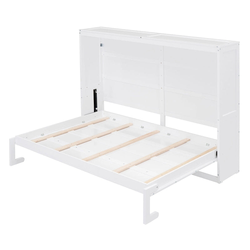 Full Size Wooden Wall Murphy Bed Space-Saving with Flexible Slat Support