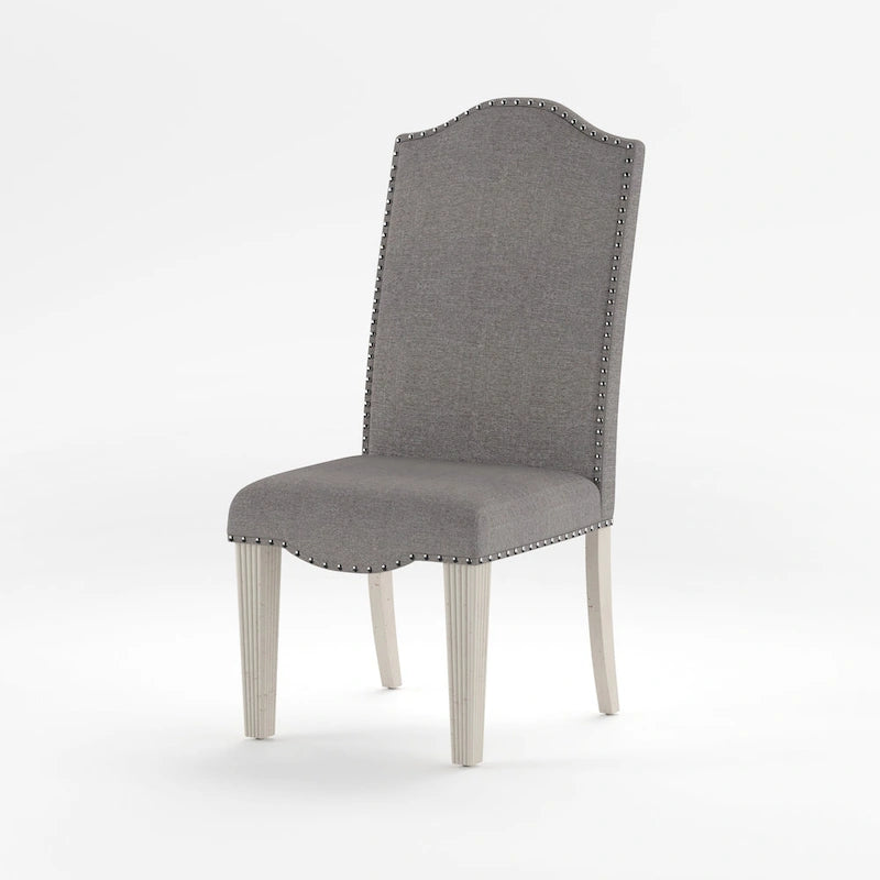 Antique Grey Fabric Dining Chairs Set of 2