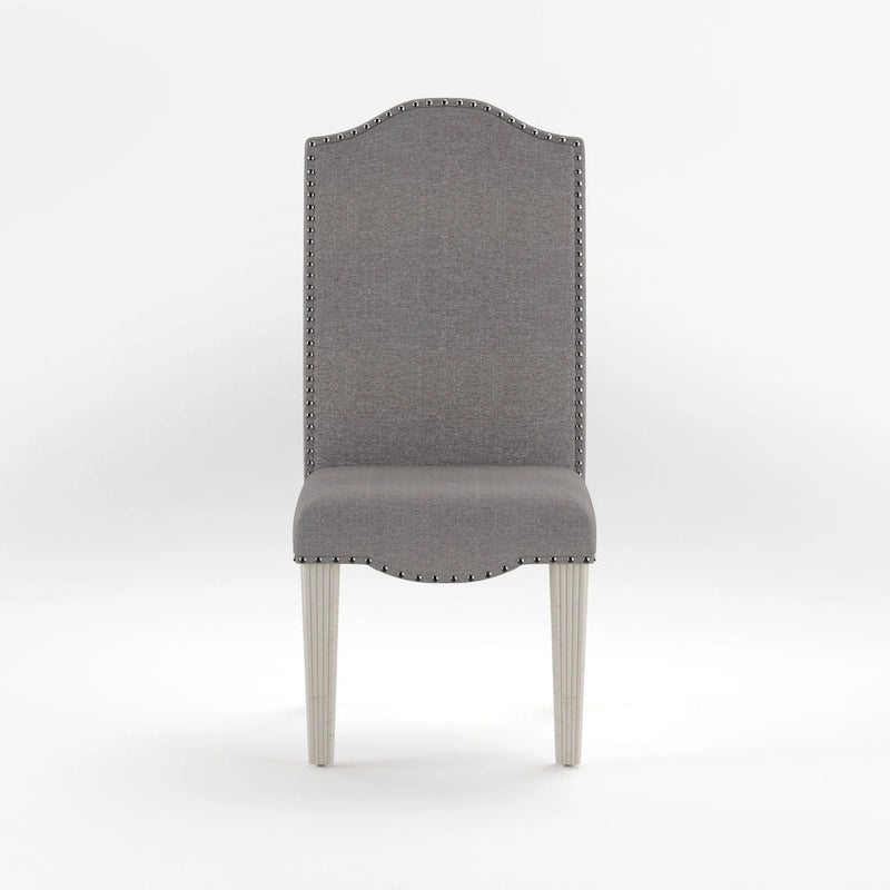 Antique Grey Fabric Dining Chairs Set of 2