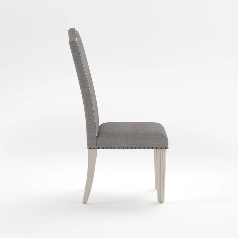 Antique Grey Fabric Dining Chairs Set of 2