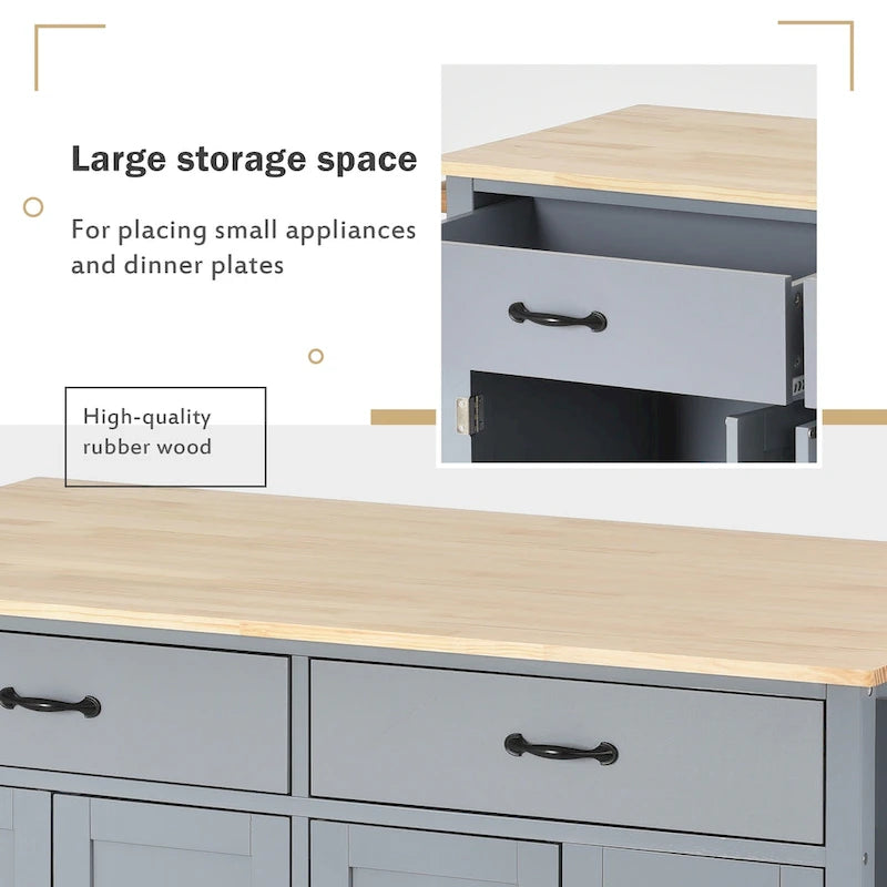 Compact Granite Top Kitchen Cart with Cabinet, Drawer and Towel Bars - Black