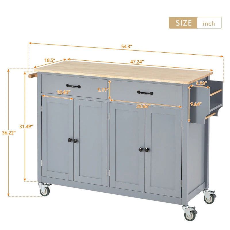 Compact Granite Top Kitchen Cart with Cabinet, Drawer and Towel Bars - Black