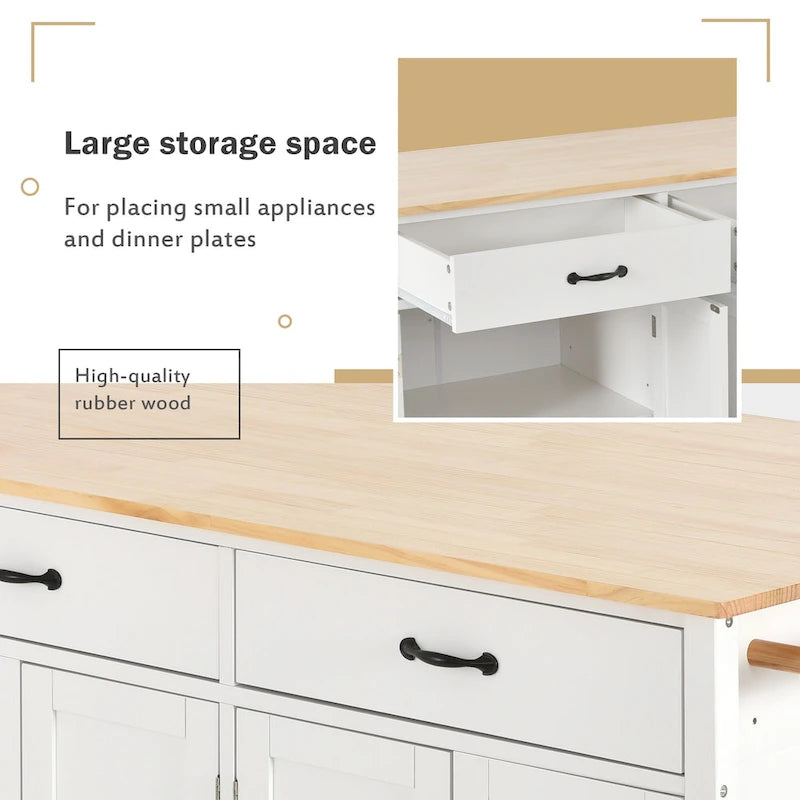 Compact Granite Top Kitchen Cart with Cabinet, Drawer and Towel Bars - Black