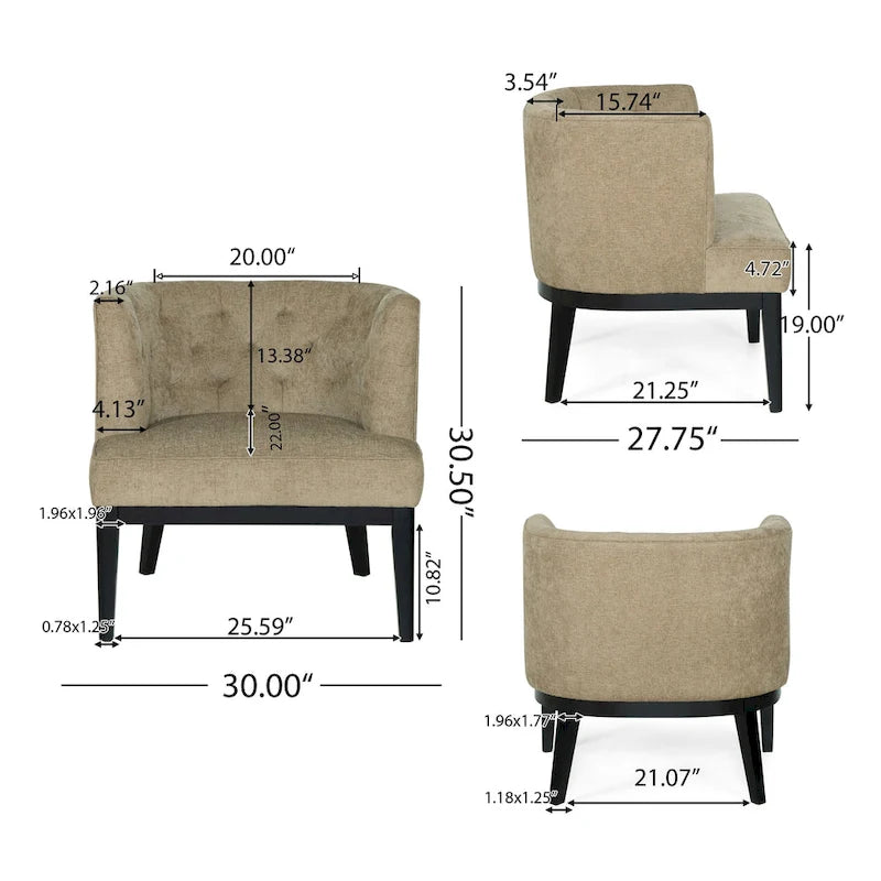 Clough Contemporary Tufted Barrel Accent Chair