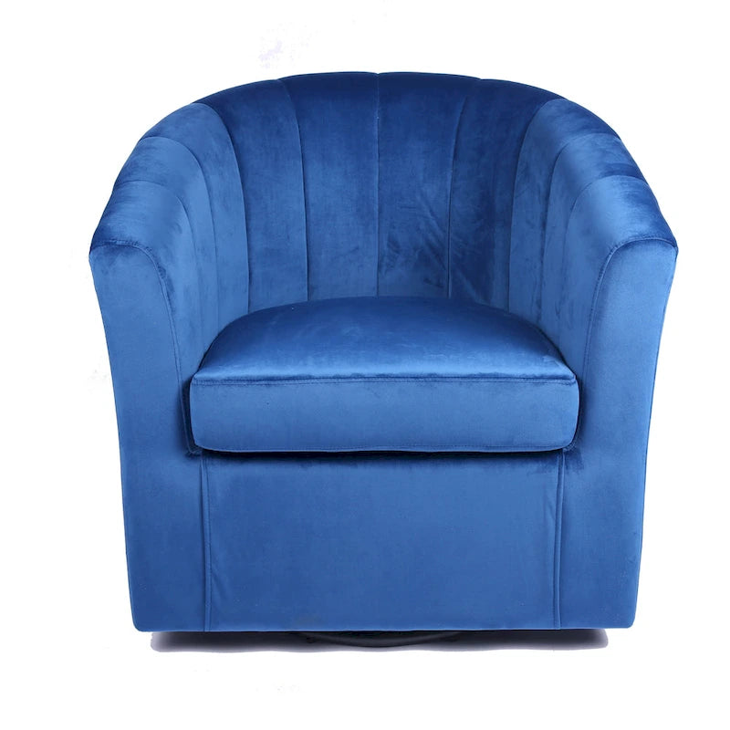 Velvet Upholstered Swivel Accent Club Chair with Detachable Cushion