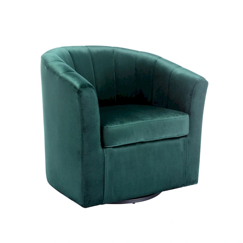 Velvet Upholstered Swivel Accent Club Chair with Detachable Cushion