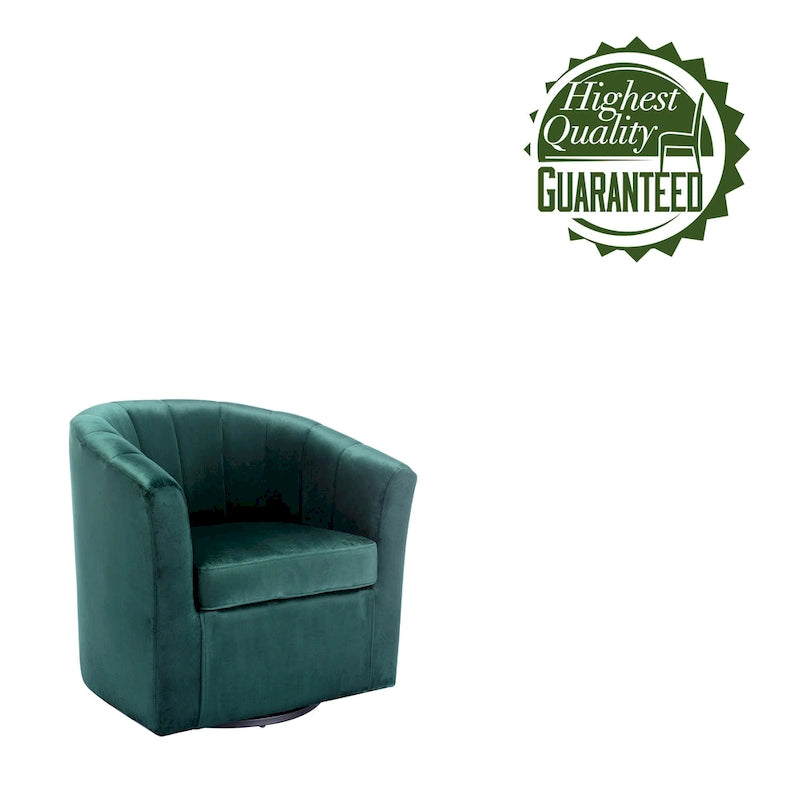 Velvet Upholstered Swivel Accent Club Chair with Detachable Cushion