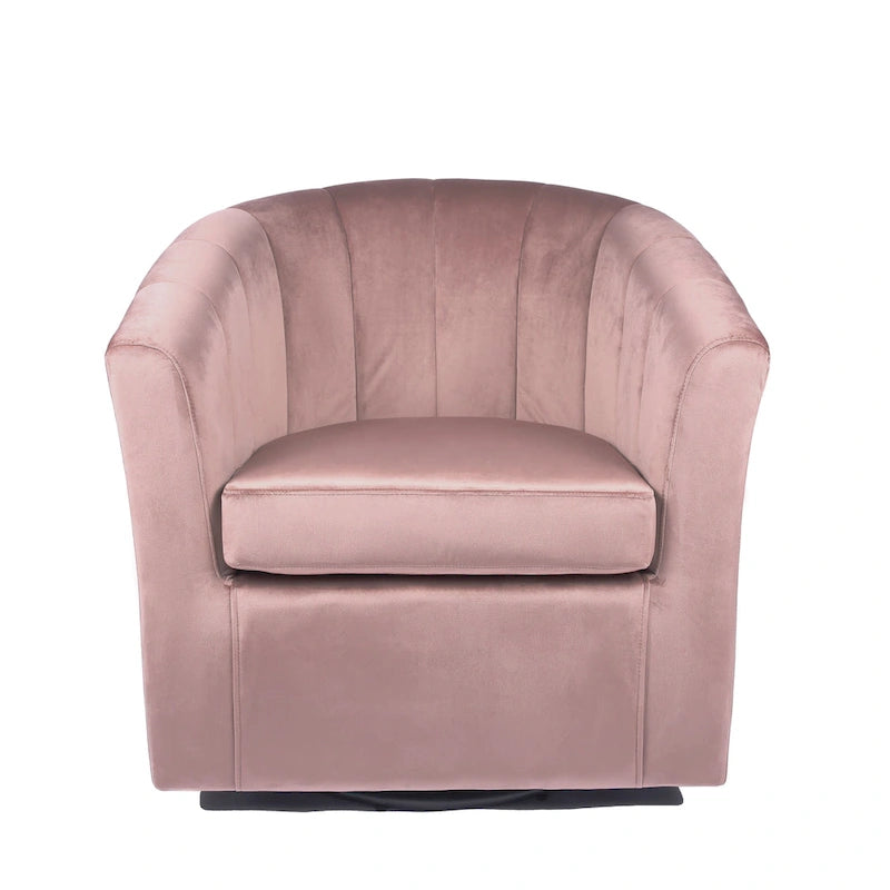 Velvet Upholstered Swivel Accent Club Chair with Detachable Cushion