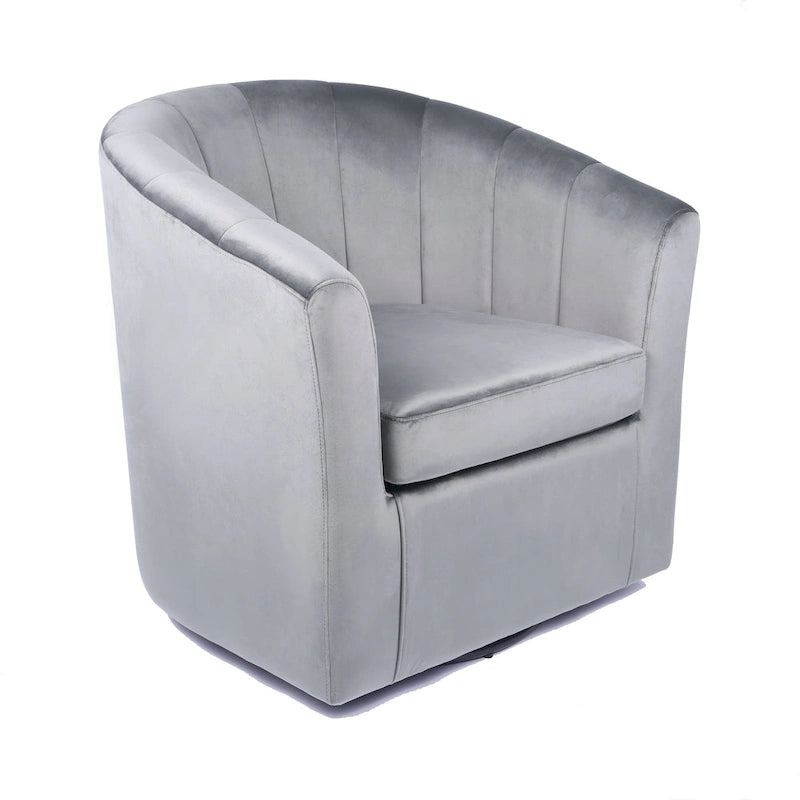 Velvet Upholstered Swivel Accent Club Chair with Detachable Cushion