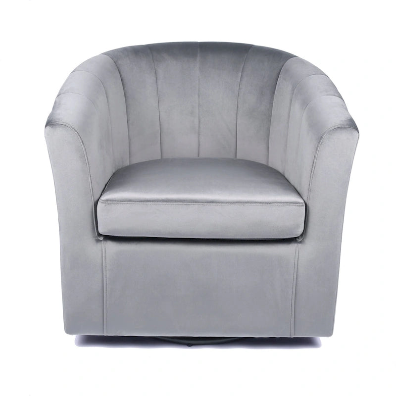 Velvet Upholstered Swivel Accent Club Chair with Detachable Cushion