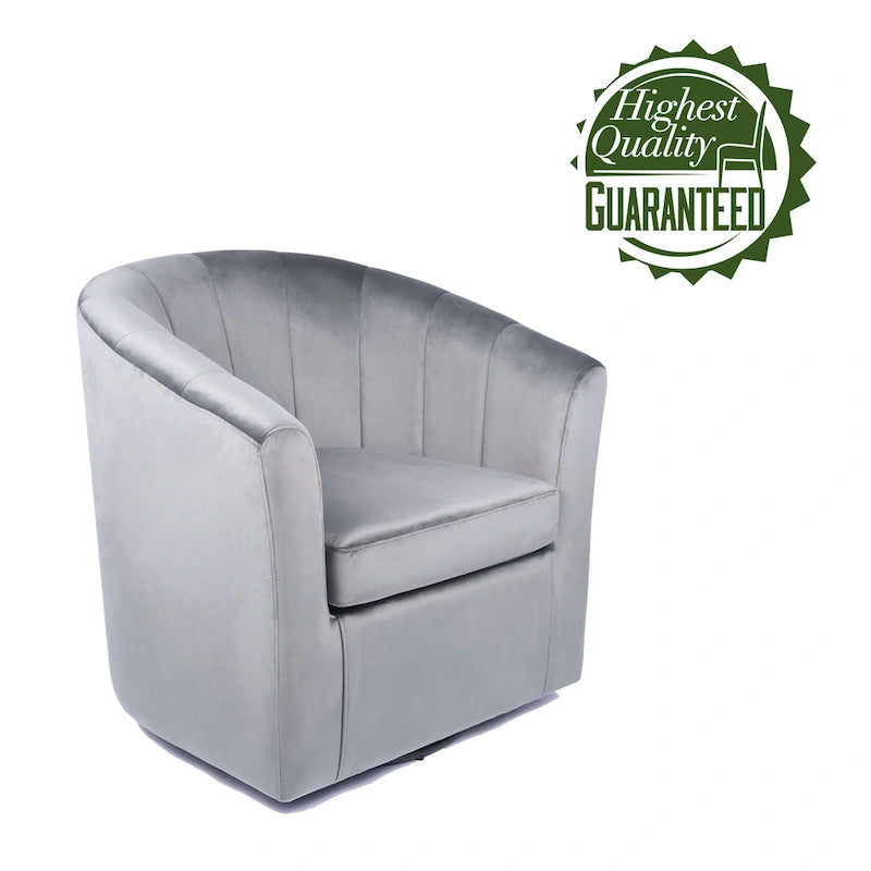 Velvet Upholstered Swivel Accent Club Chair with Detachable Cushion