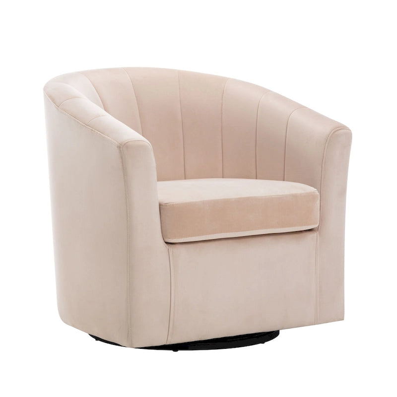 Velvet Upholstered Swivel Accent Club Chair with Detachable Cushion