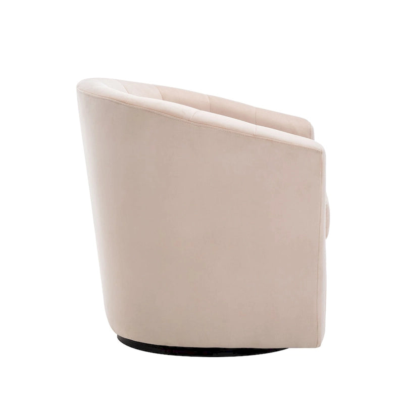 Velvet Upholstered Swivel Accent Club Chair with Detachable Cushion