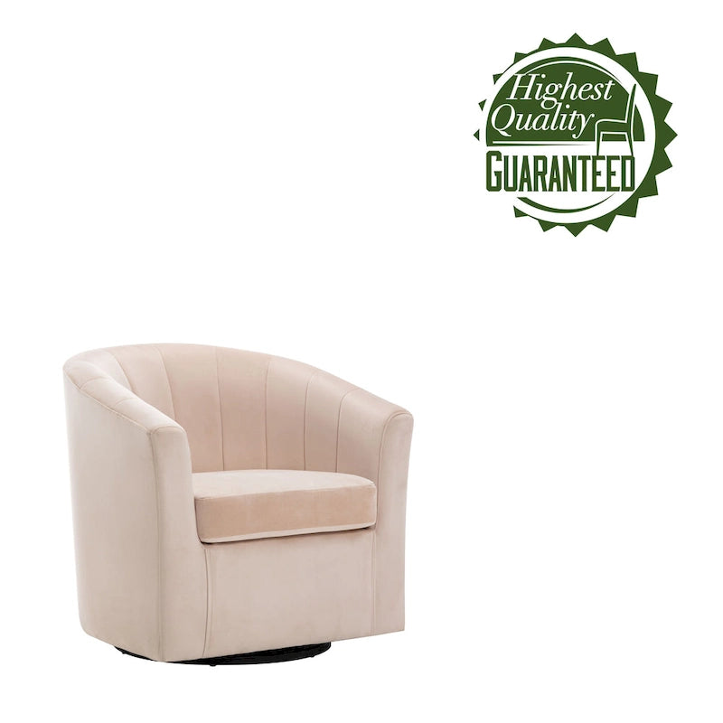 Velvet Upholstered Swivel Accent Club Chair with Detachable Cushion