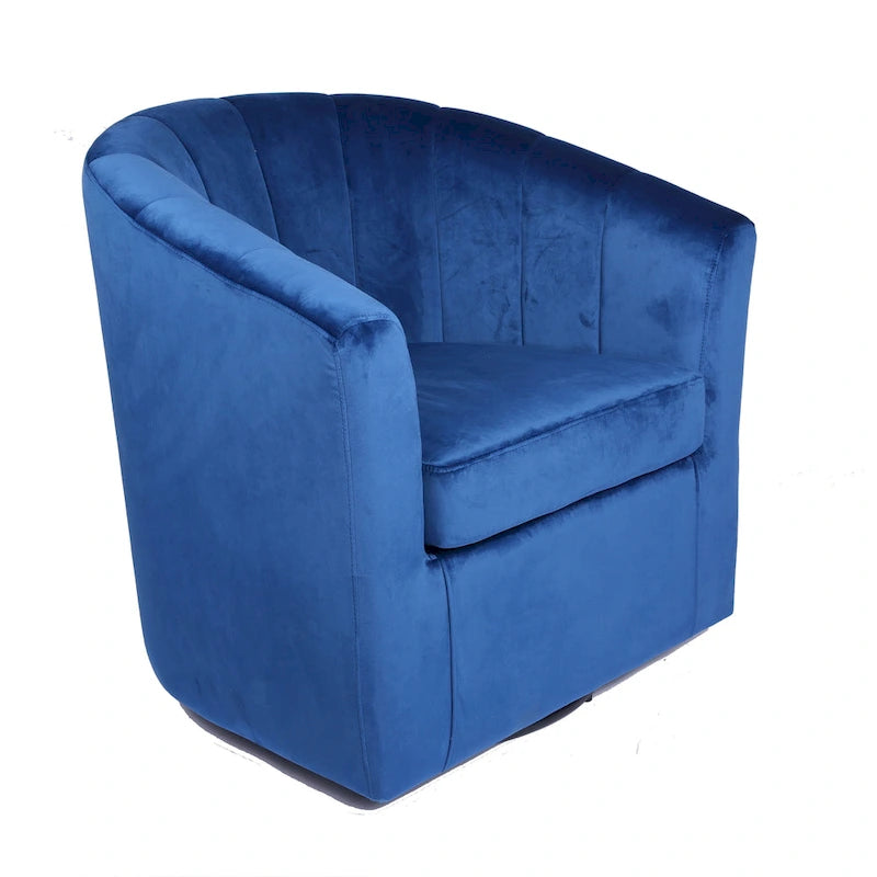 Velvet Upholstered Swivel Accent Club Chair with Detachable Cushion