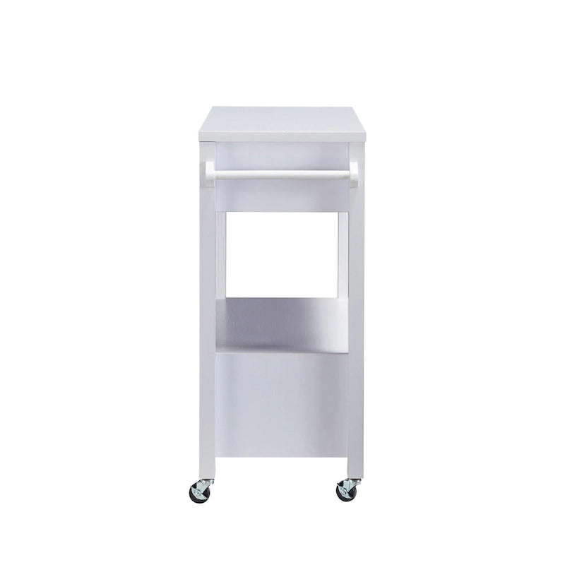 Modern 2-Drawer Serving Cart with Towel Bar and Caster Wheels - Multiple Colors