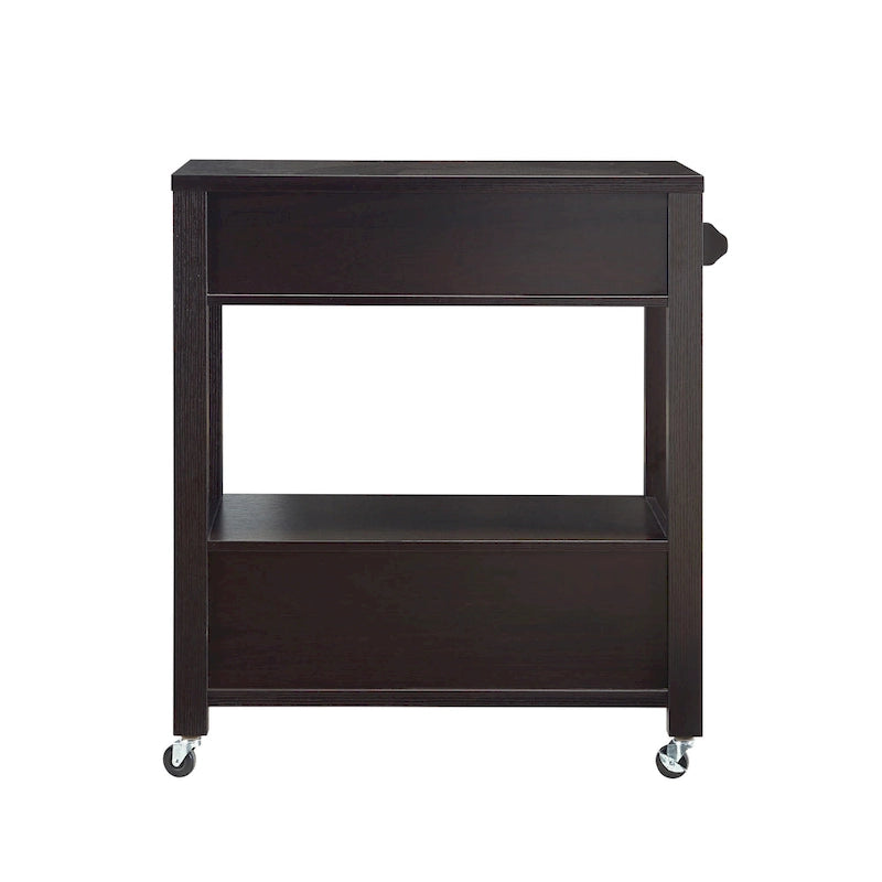 Modern 2-Drawer Serving Cart with Towel Bar and Caster Wheels - Multiple Colors
