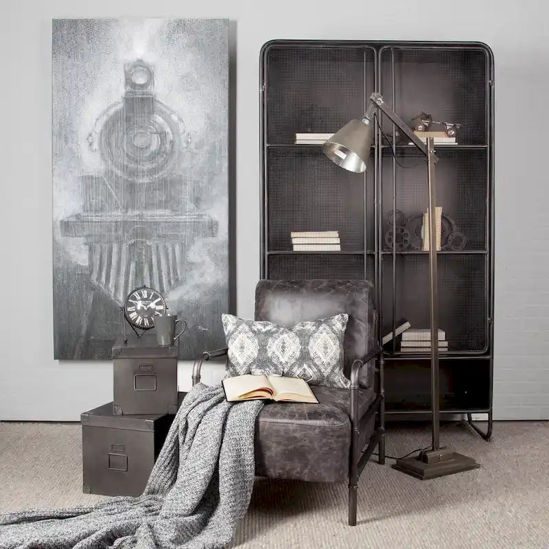 Dark Brown Metal Storage Cabinet with Mesh Doors and Open Bottom Shelf