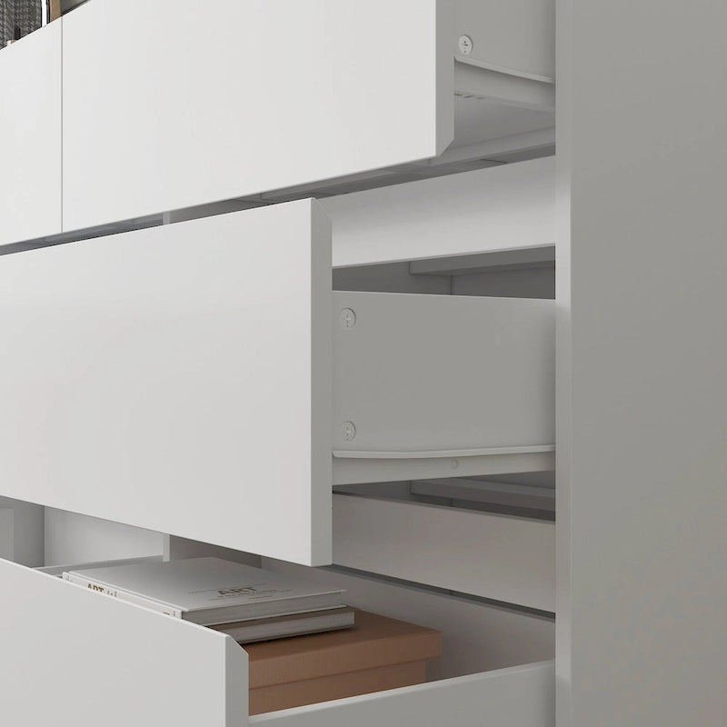 6-Drawer Dresser and Desk Vanity Combo in White - 51.2W x 32.7H inches