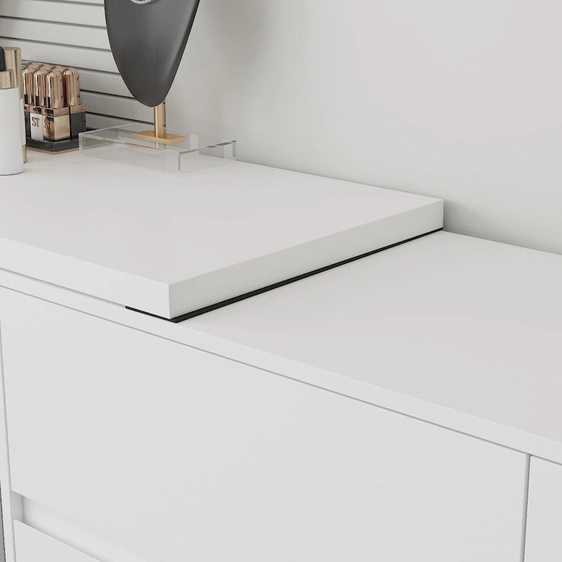 6-Drawer Dresser and Desk Vanity Combo in White - 51.2W x 32.7H inches