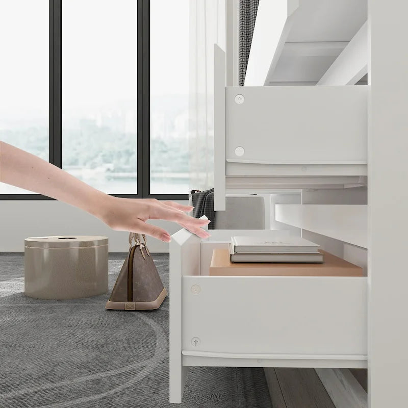 6-Drawer Dresser and Desk Vanity Combo in White - 51.2W x 32.7H inches