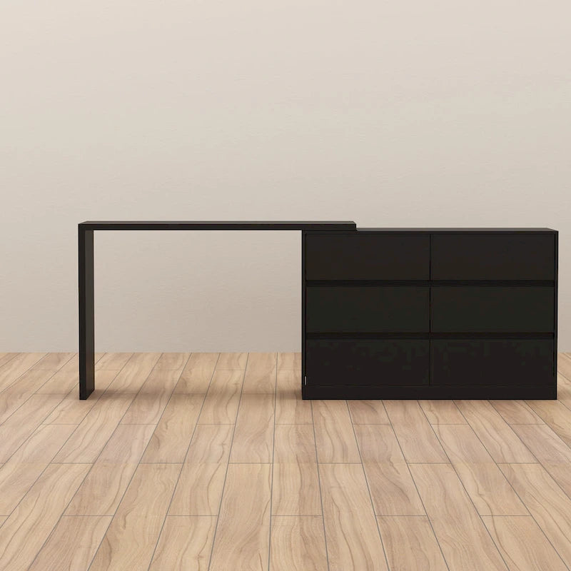 6-Drawer Dresser and Desk Vanity Combo in White - 51.2W x 32.7H inches