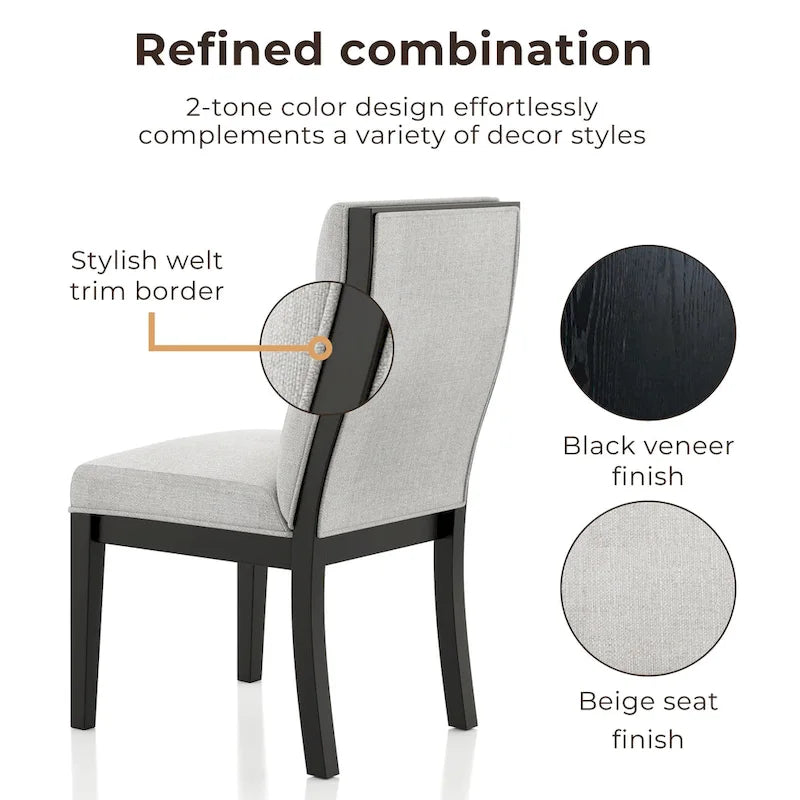 Furniture of Contemporary Tufted Upholstered Side Chairs Set of 2 - Beige and Black