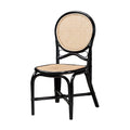 Mid-Century Natural Rattan Dining Chair in Black and Natural Brown - Handcrafted