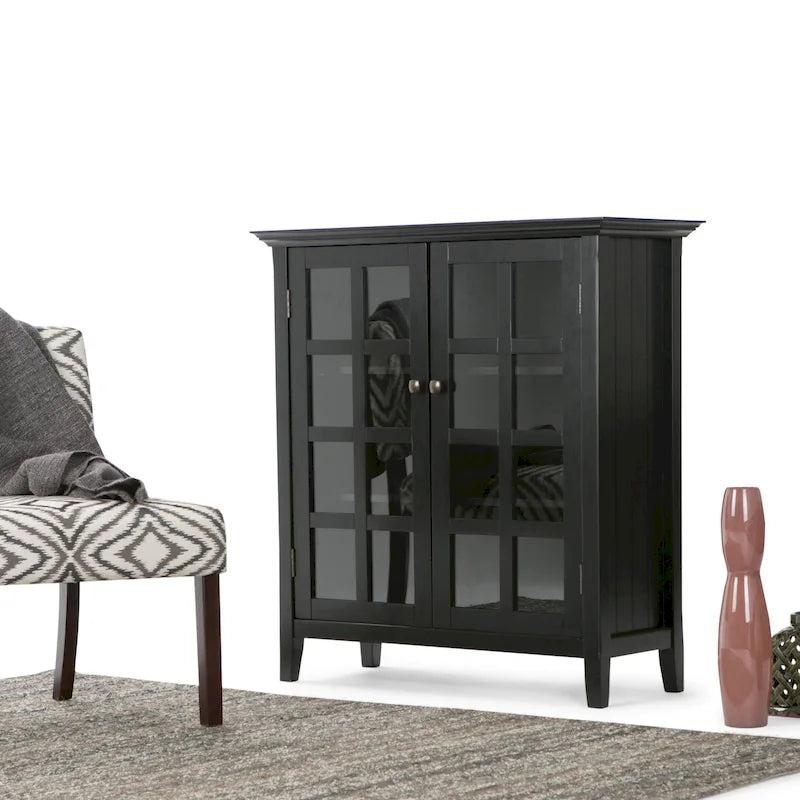 Normandy Solid Wood Storage Cabinet with Tempered Glass Doors - 39W x 17D x 42.2H
