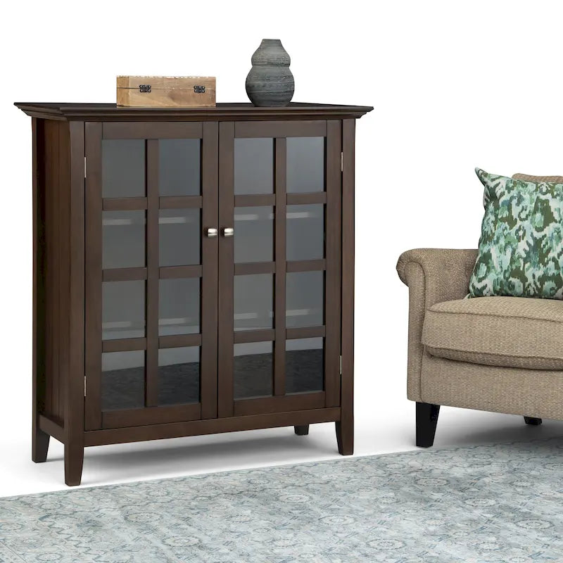 Normandy Solid Wood Storage Cabinet with Tempered Glass Doors - 39W x 17D x 42.2H